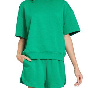 Zenana Scuba Short Sleeve T-Shirt and Shorts Set